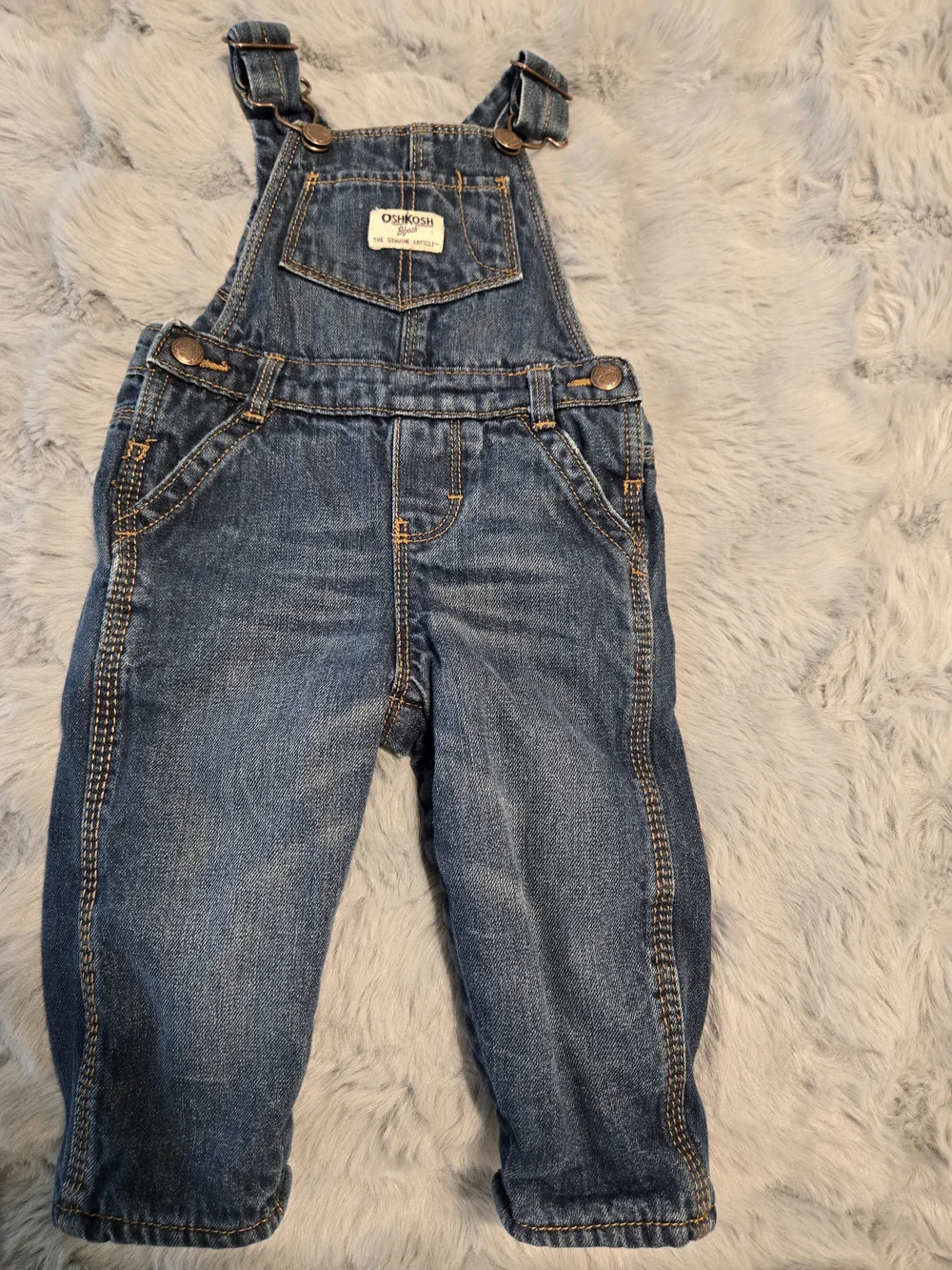 OshKosh B'gosh Girl Soft Stretch Denim Heart Pocket Overalls 12M
